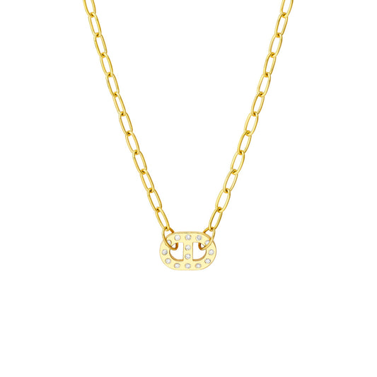 Dot Diamond Mariner Paper Clip Necklace