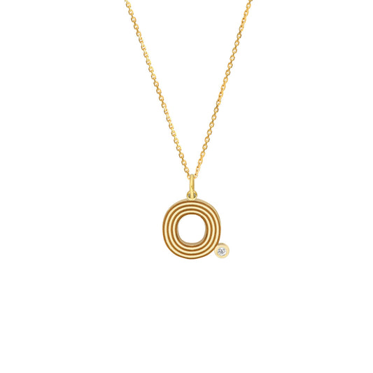 Block Lined Initial 'O' with Diamond Necklace