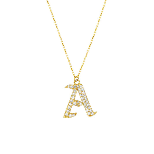 Diamond Gothic 'A' Necklace