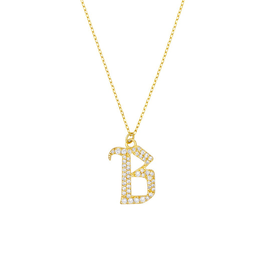 Diamond Gothic 'B' Necklace