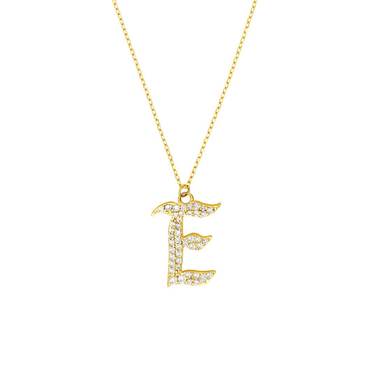 Diamond Gothic 'E' Necklace