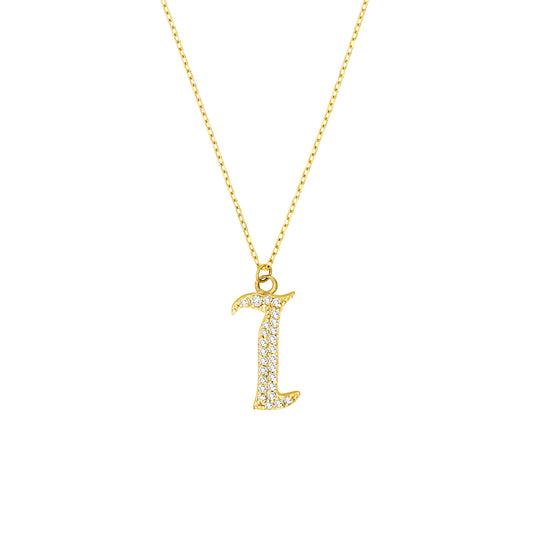 Diamond Gothic 'I' Necklace