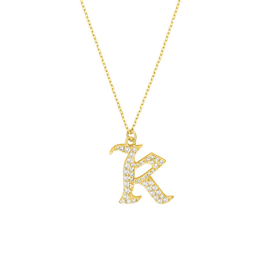 Diamond Gothic 'K' Necklace