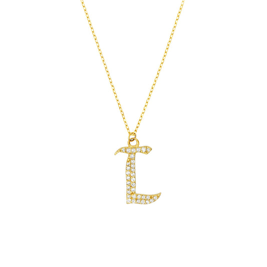 Diamond Gothic 'L' Necklace