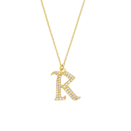 Diamond Gothic R Necklace