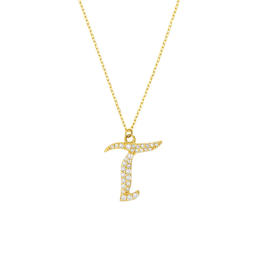 Diamond Gothic 'T' Necklace