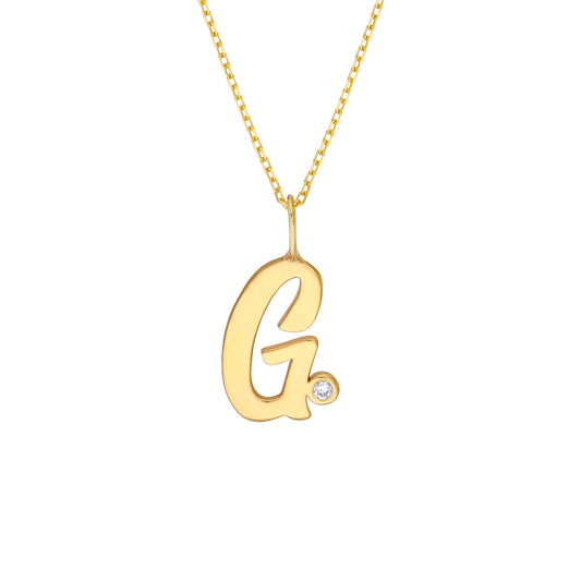 Script 'G' with Diamond Bezel Necklace