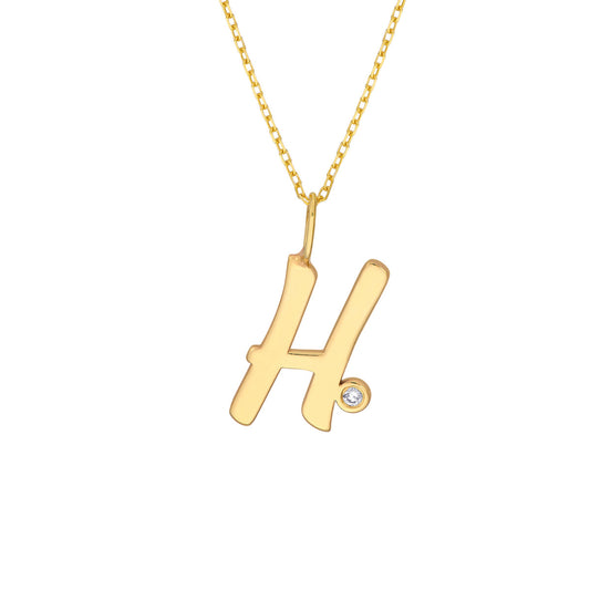 Script 'H' with Diamond Bezel Necklace