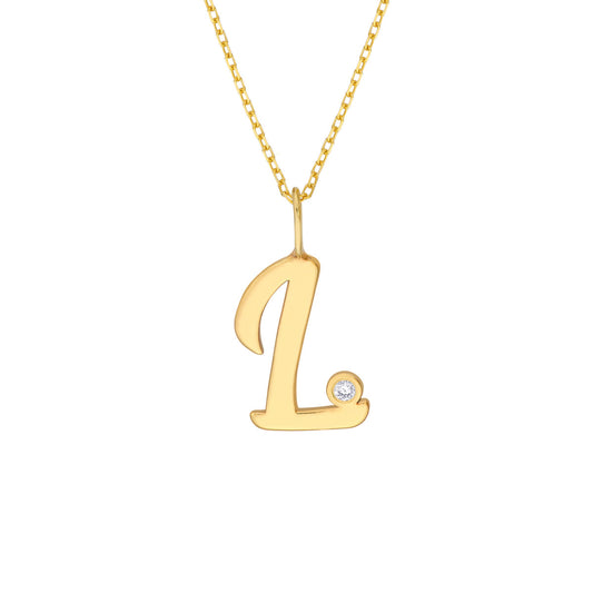 Script 'L' with Diamond Bezel Necklace