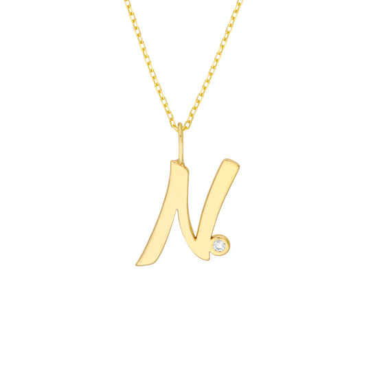 Script 'N' with Diamond Bezel Necklace