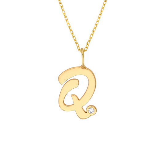 Script 'Q' with Diamond Bezel Necklace