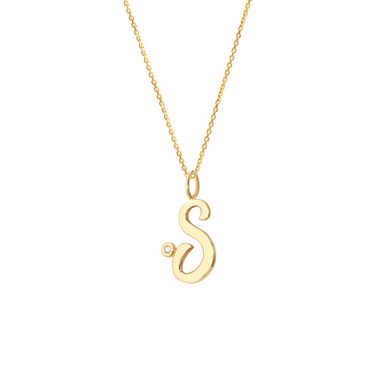 Script 'S' with Diamond Bezel Necklace
