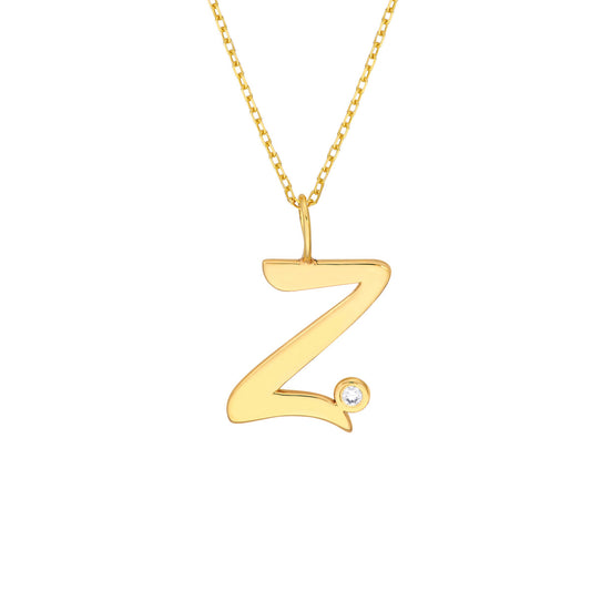 Script 'Z' with Diamond Bezel Necklace