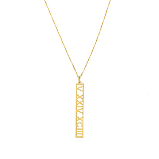 5mm Vertical Roman Numeral Pendant Necklace