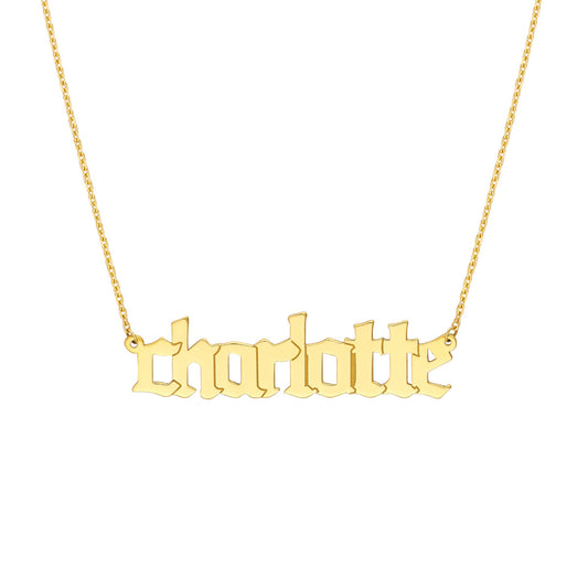 5mm Gothic Nameplate Necklace