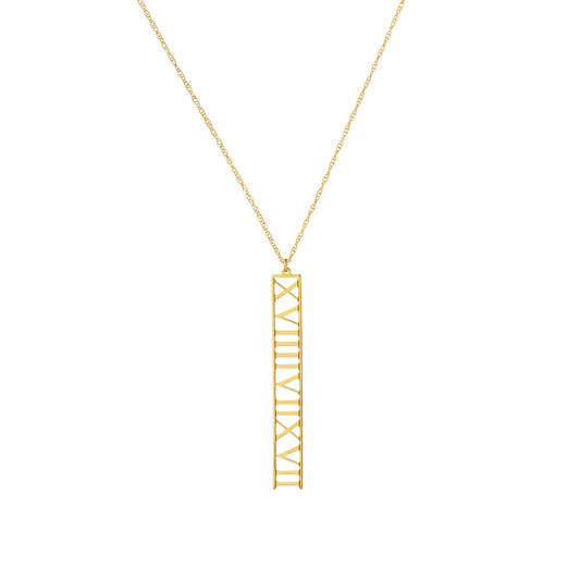 7mm Vertical Roman Numeral Pendant Necklace