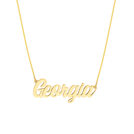 7mm Script Font Nameplate Necklace