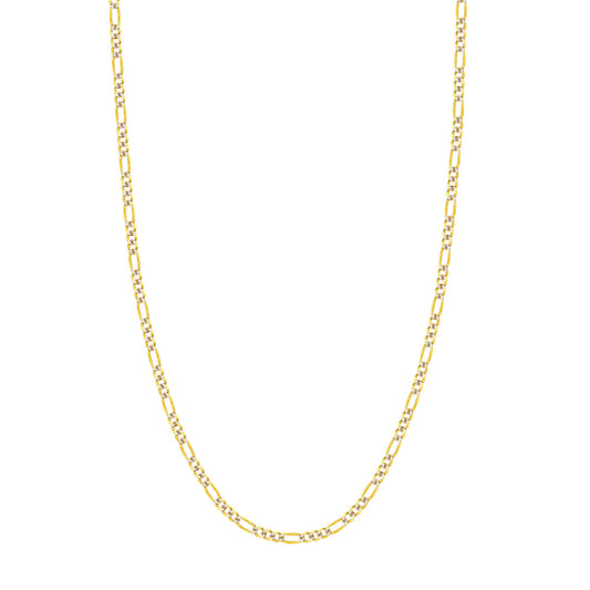 3.2mm Two-Tone Pave Figaro Chain with Lobster Lock