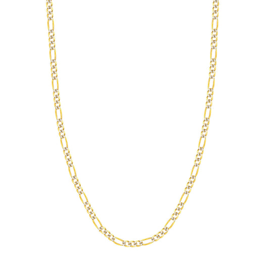 5.8mm Two-Tone Pave Figaro Chain with Lobster Lock