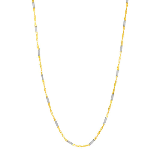 Two-tone Singapore Flat Saturn Chain