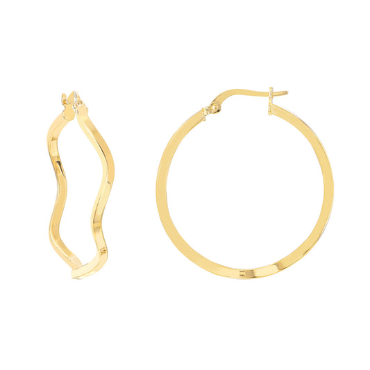 Square Tubing Wave Hoop Earrings