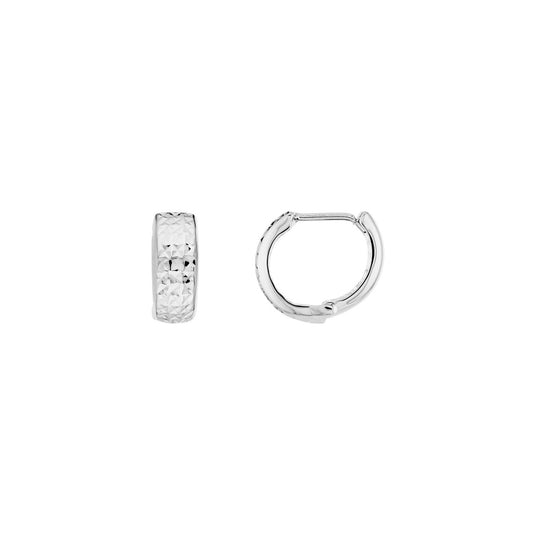 Diamond-Cut Huggie Mini Hoop Earrings