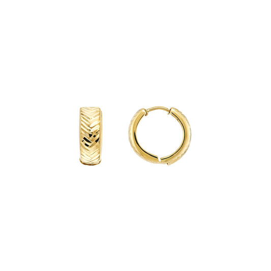 Herringbone Textured Huggie Hoop Earrings