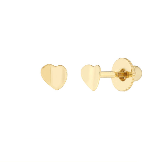 Child's Concave Heart Stud Earrings with Screw Back