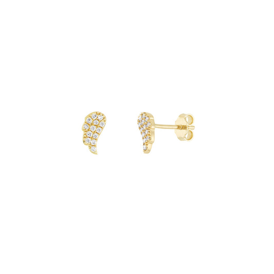 Diamond Angel Wings Micro Stud Earrings