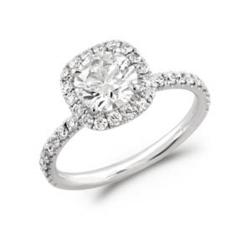 Micro-Pave Cushion Halo Engagement Ring